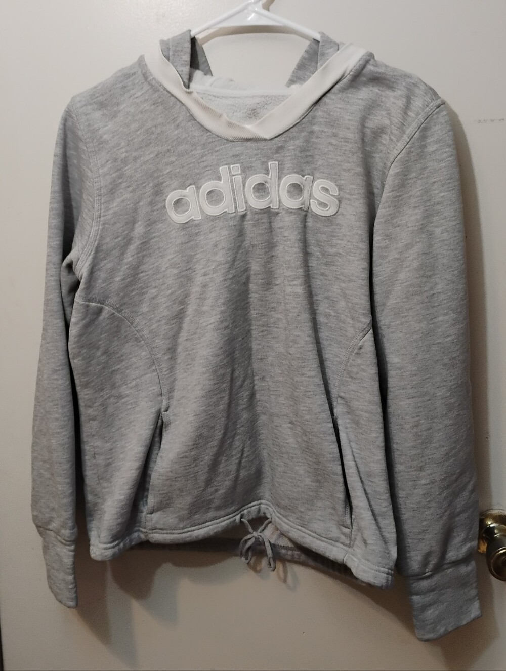 adidas Heather Gray Pullover Hoodie with White Logo